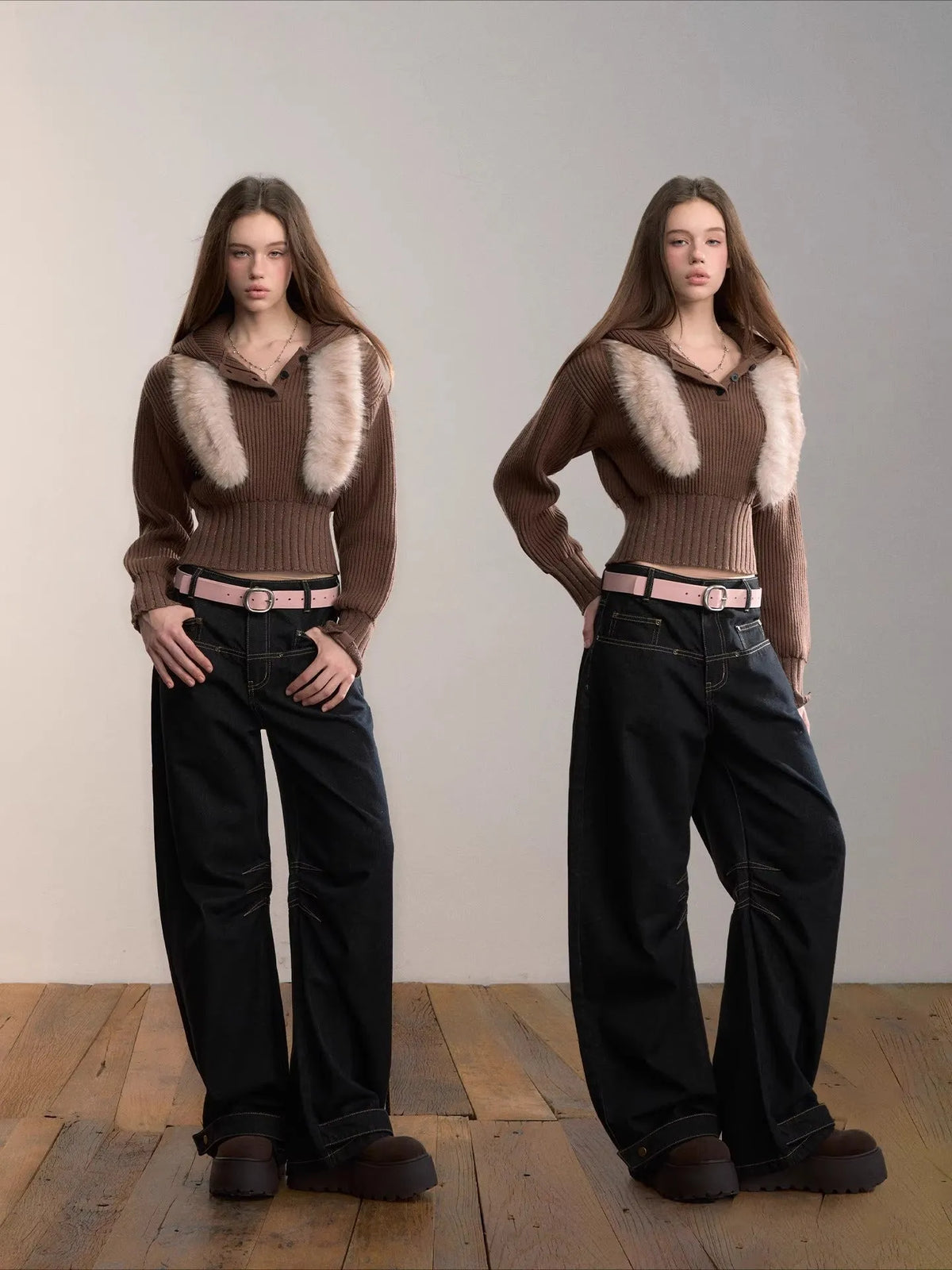 Ribbed Hooded Knit Pullover Sweater