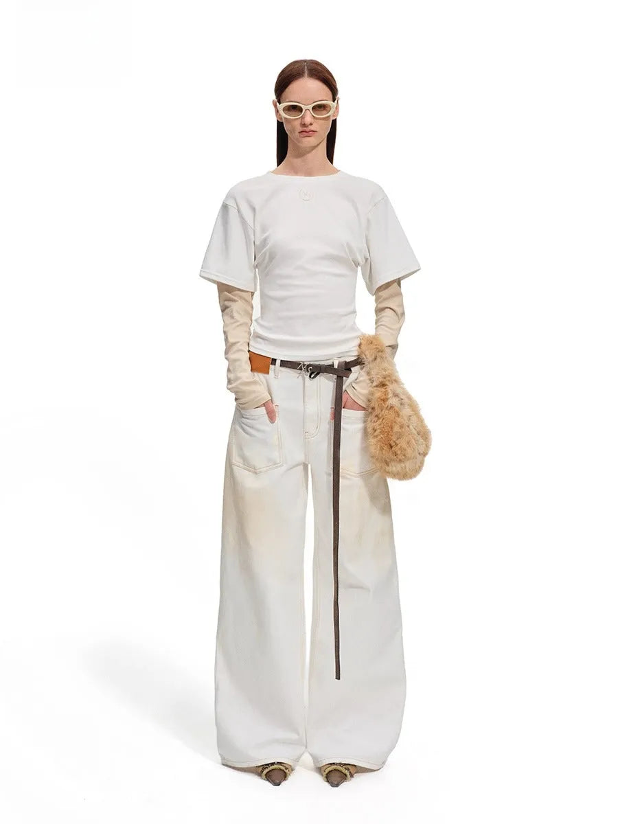 Polar Washed Twill Denim Wide-Leg Jeans