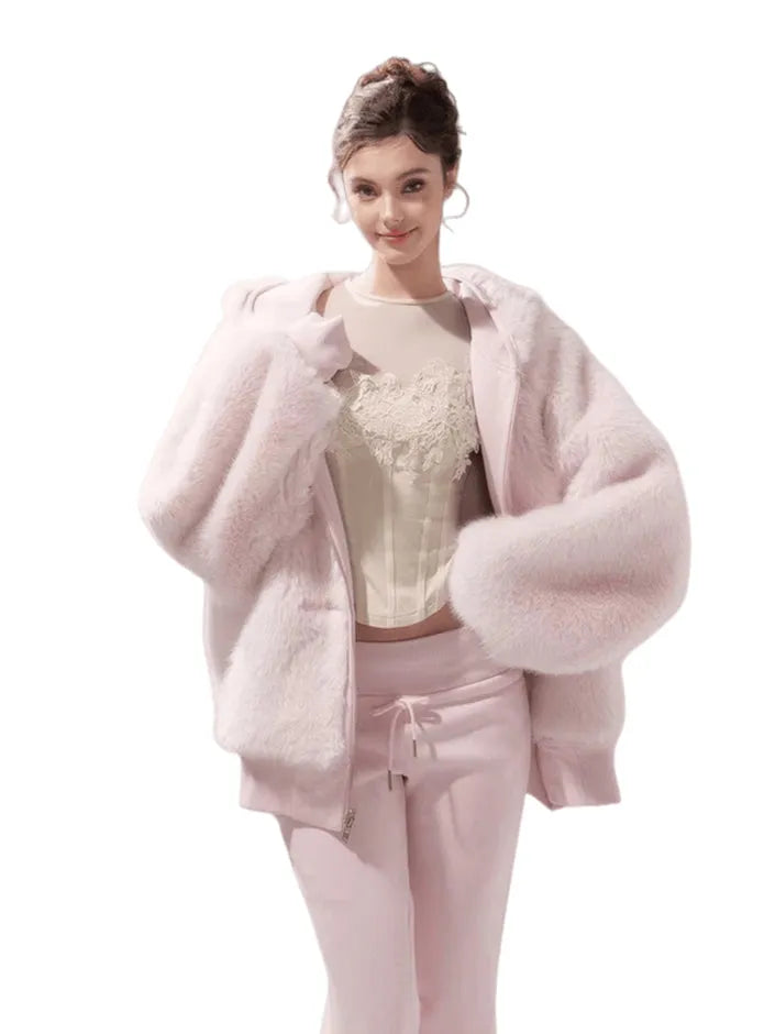 Hooded Fleece Jacket & Plush Sweatpants Set