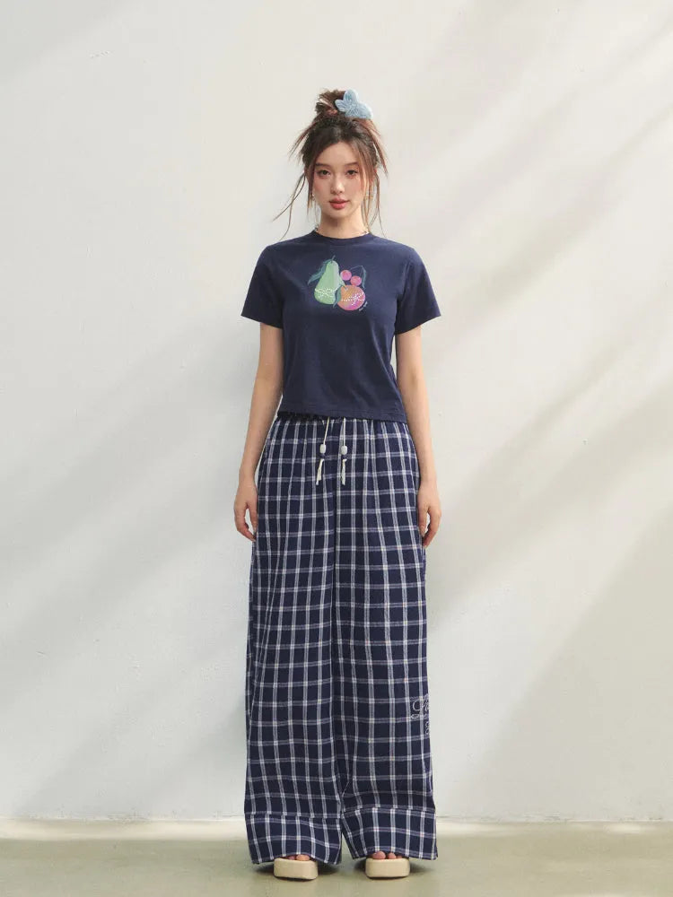 Printed Pearl-Decorated Short-Sleeve T-Shirt