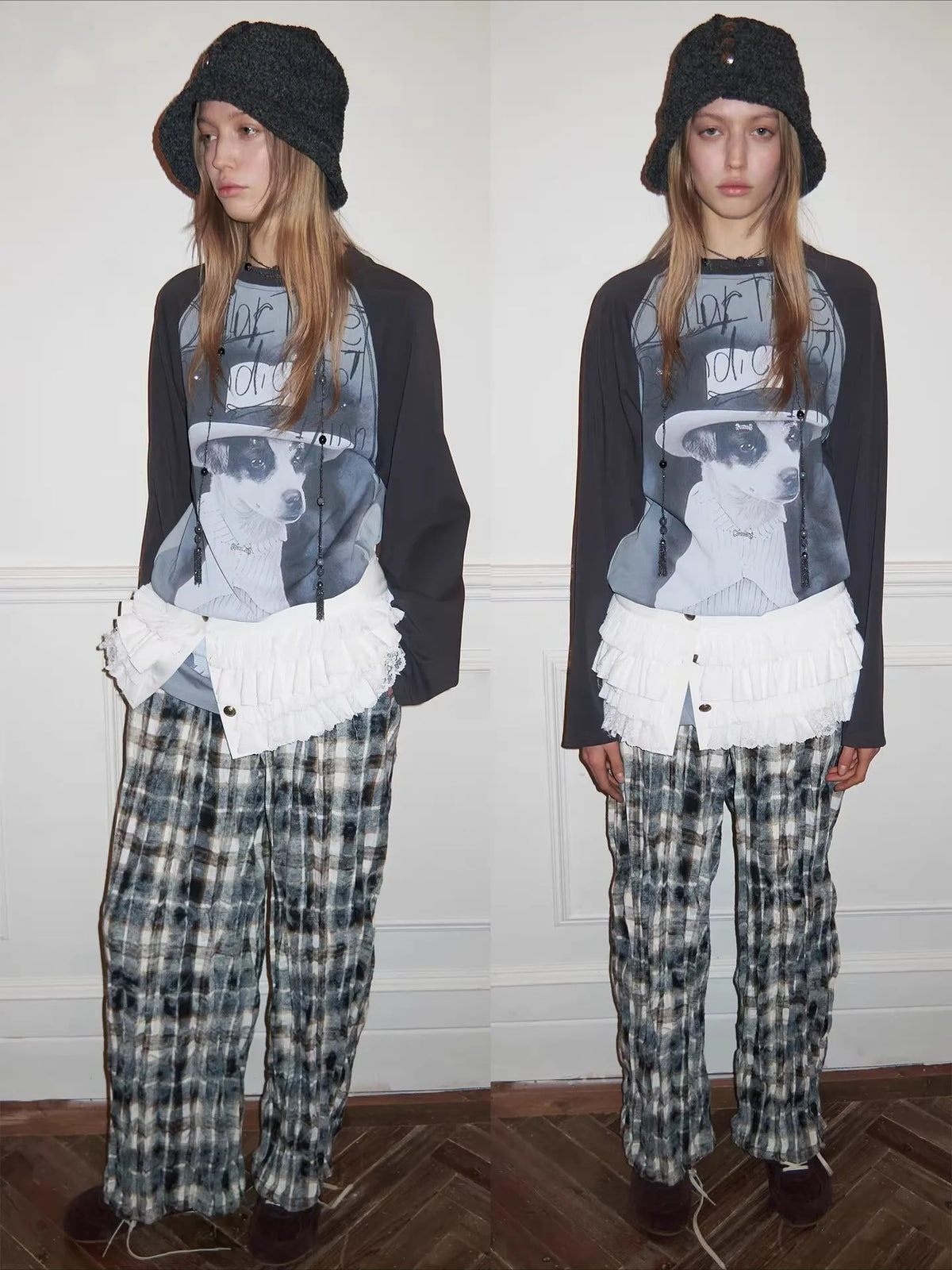 Crinkled-Waist Wide-Leg Cargo Pants