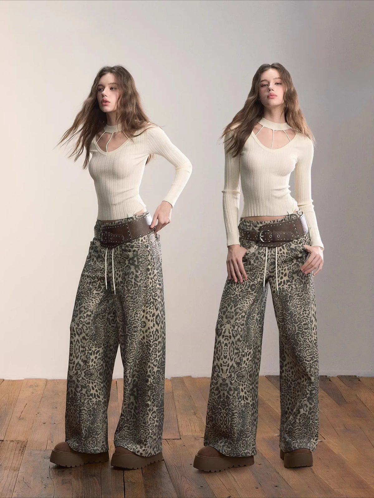Contrast Waistband Straight-Leg Cotton Sweatpants
