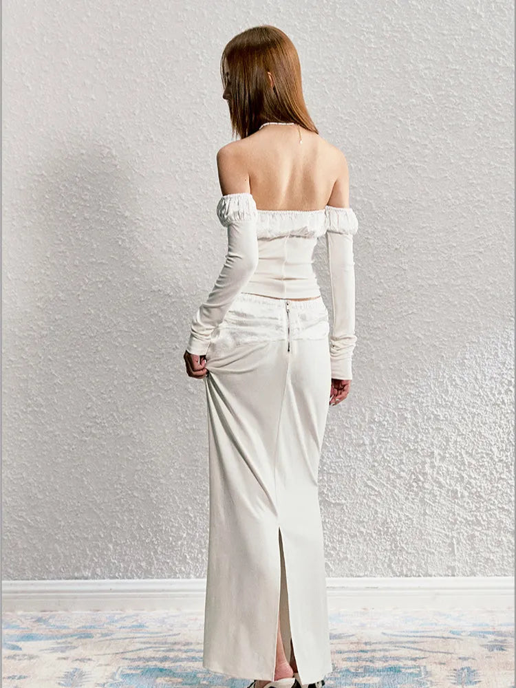 Detachable Puff Sleeve Strapless Top & Skirt Set