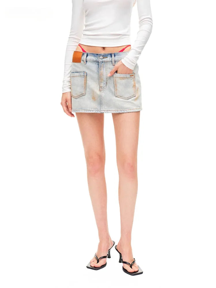 Fold-structured Low-waist Skirt