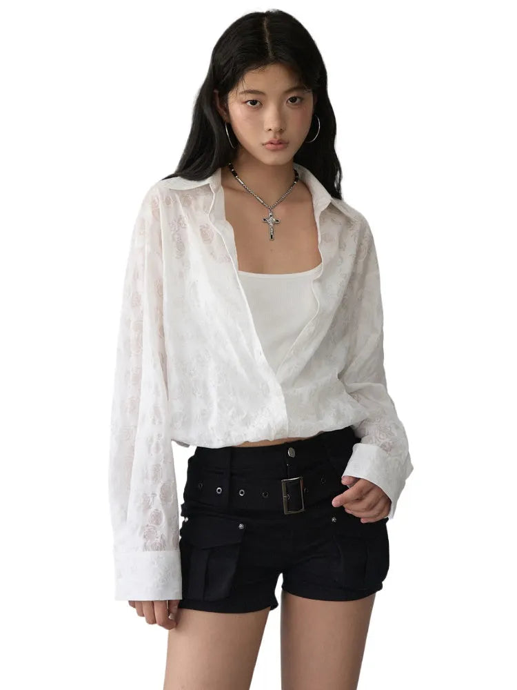 Two-piece Look Checked Long-sleeve Shirt