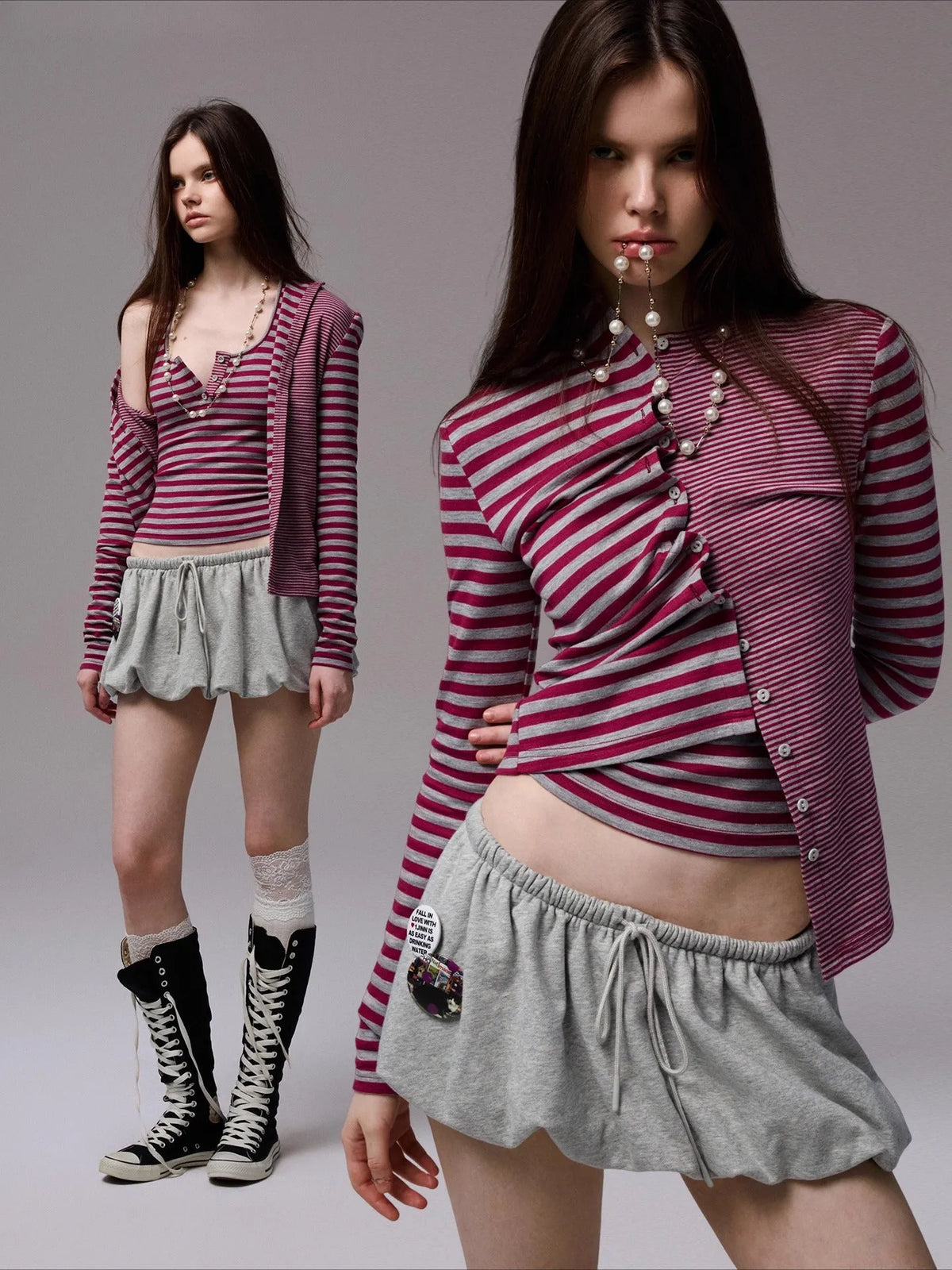 Reversible Striped Cardigan & Pants Set