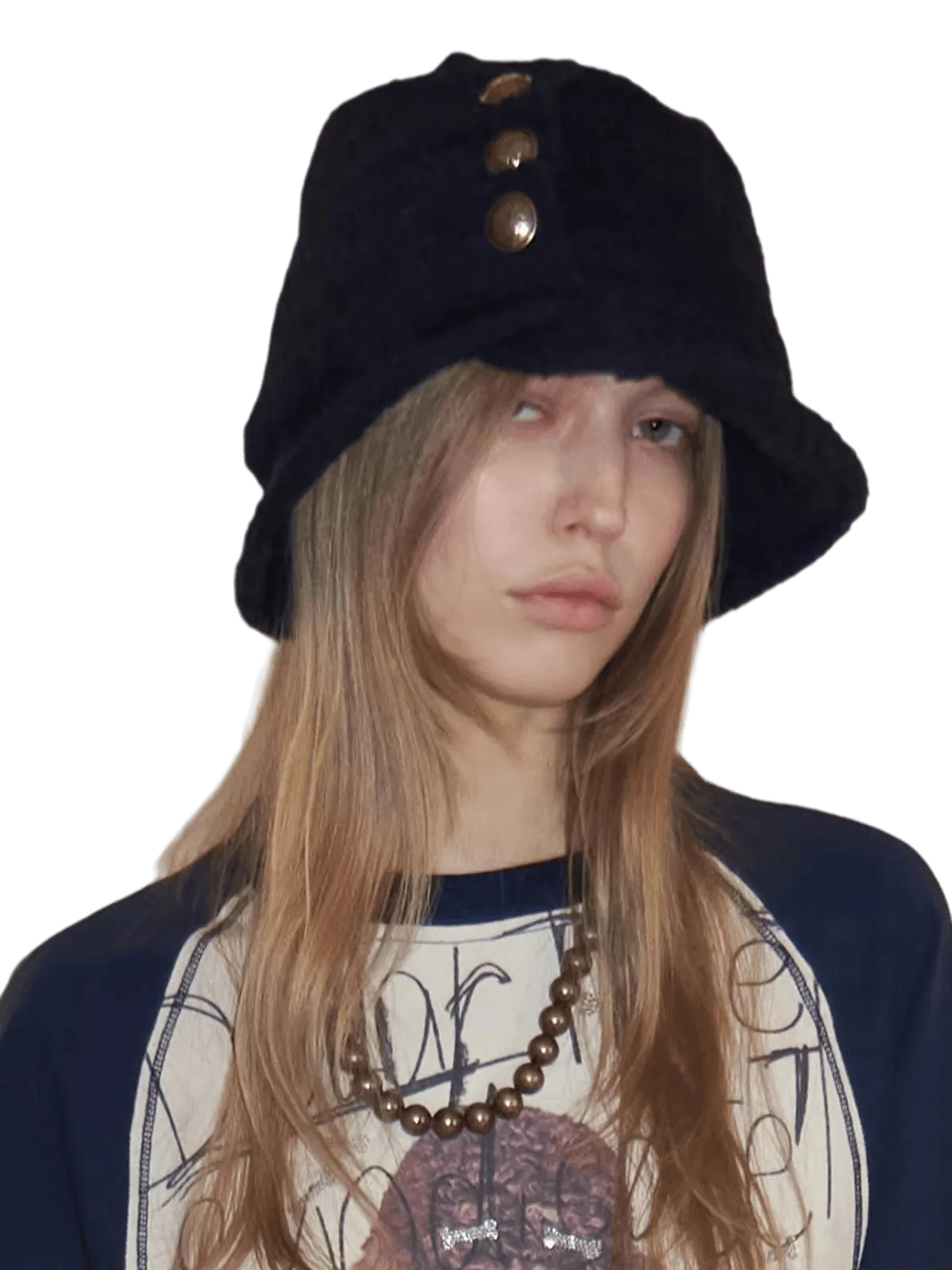 Vintage Tweed Ruched Bucket Hat
