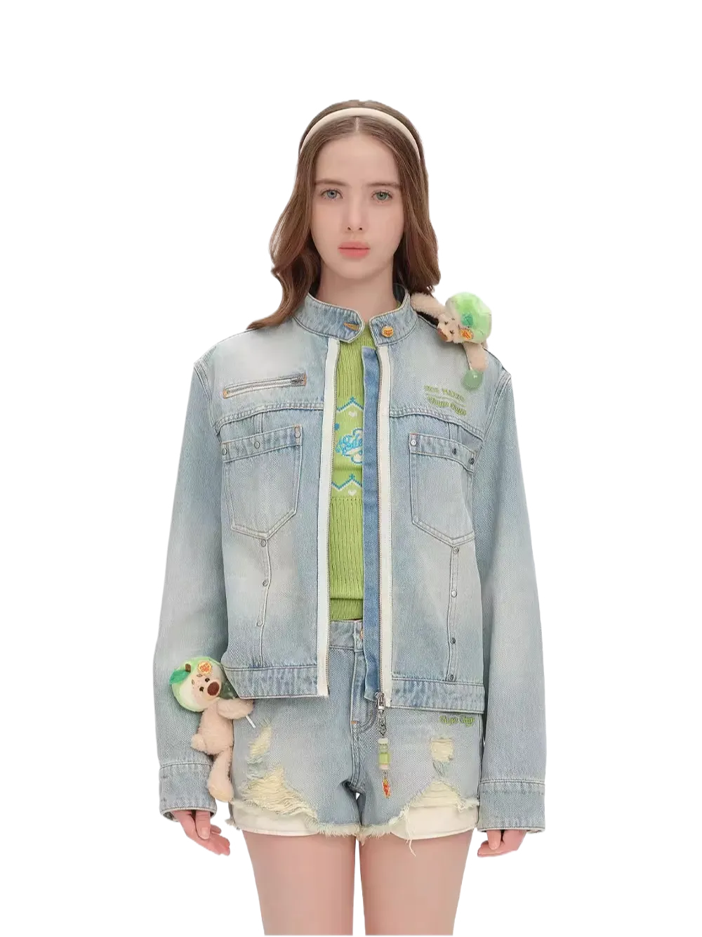 Zip-Up Vintage Denim Jacket