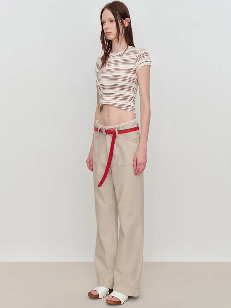 Flared Pants with Back Pocket Logo Embroidery