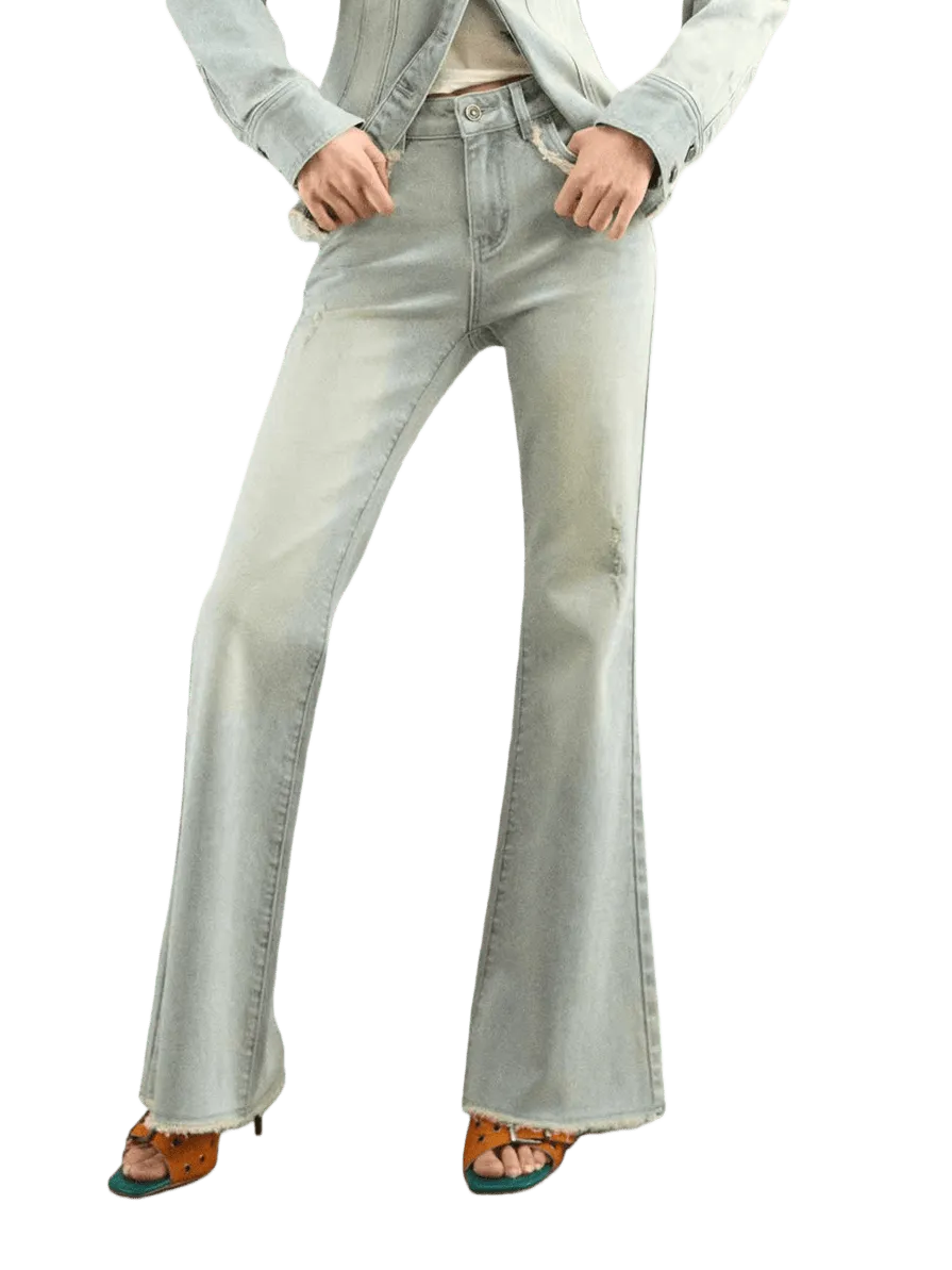 Raw-Edge Slim Flared Denim Jeans