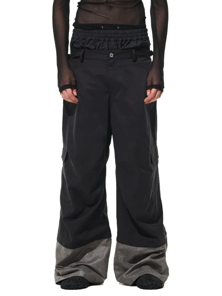 Triple-Layered Color-Block Cargo Pants