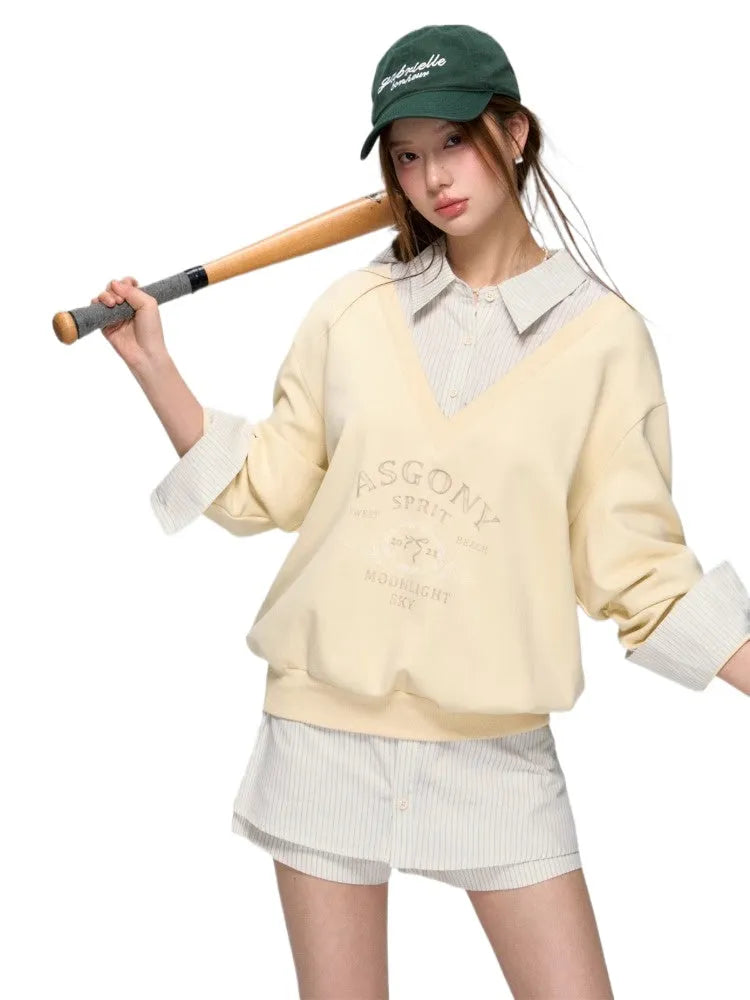 Yellow & Navy Collegiate Butterfly Sweatshirt & Skirt Set