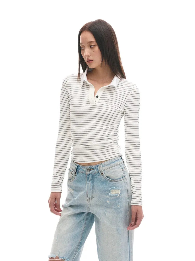 Vintage Slim Fit Black & White Striped T-shirt