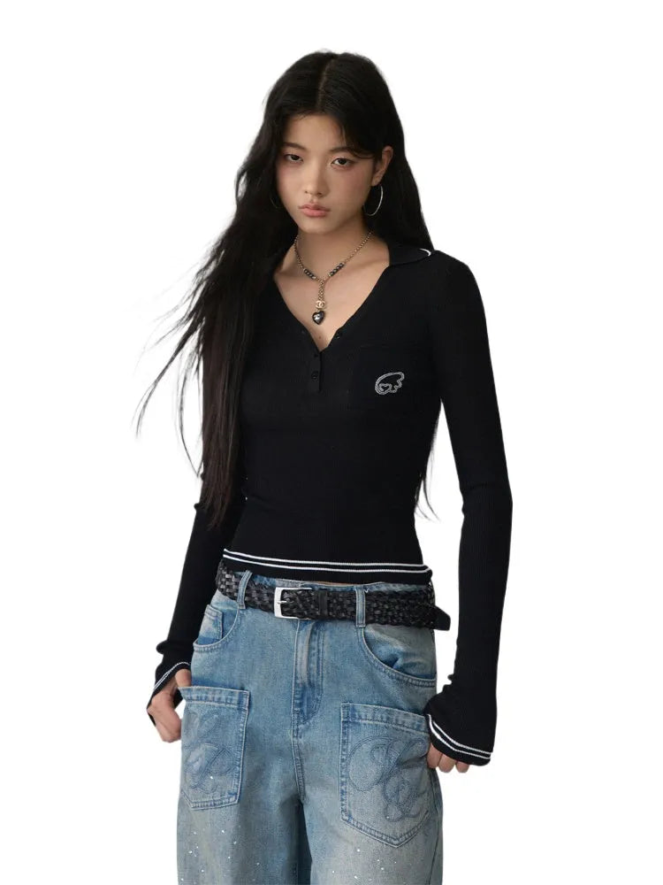 Contrast-colored Stripe Heart-wing T-shirt & Shorts Set