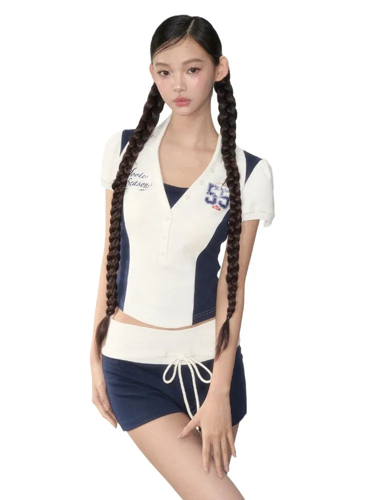 White Jersey-Style Polo & Shorts Set