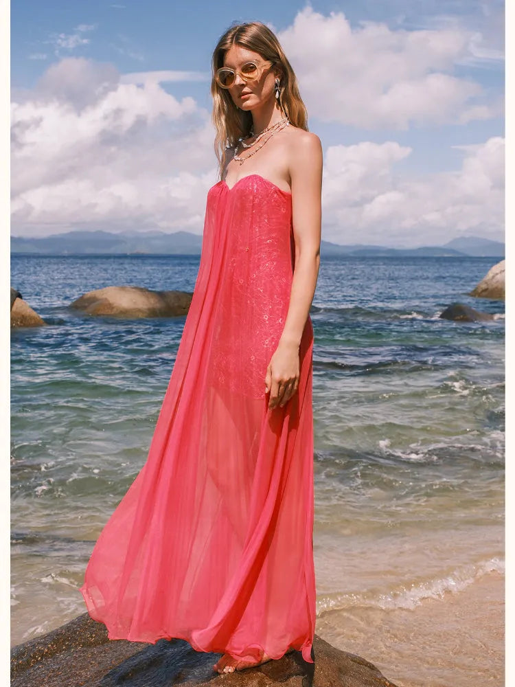 Thea Netting Skirt Lace Backless Dress