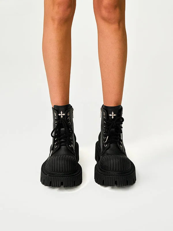 Black & Silver Ripple Motorcycle Boots