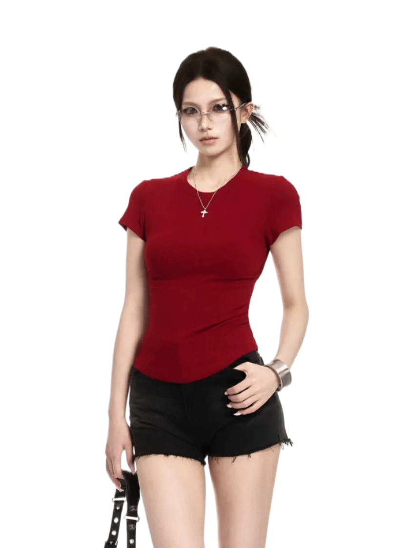 Backless Lace-Up Slim Fit Cropped T-Shirt