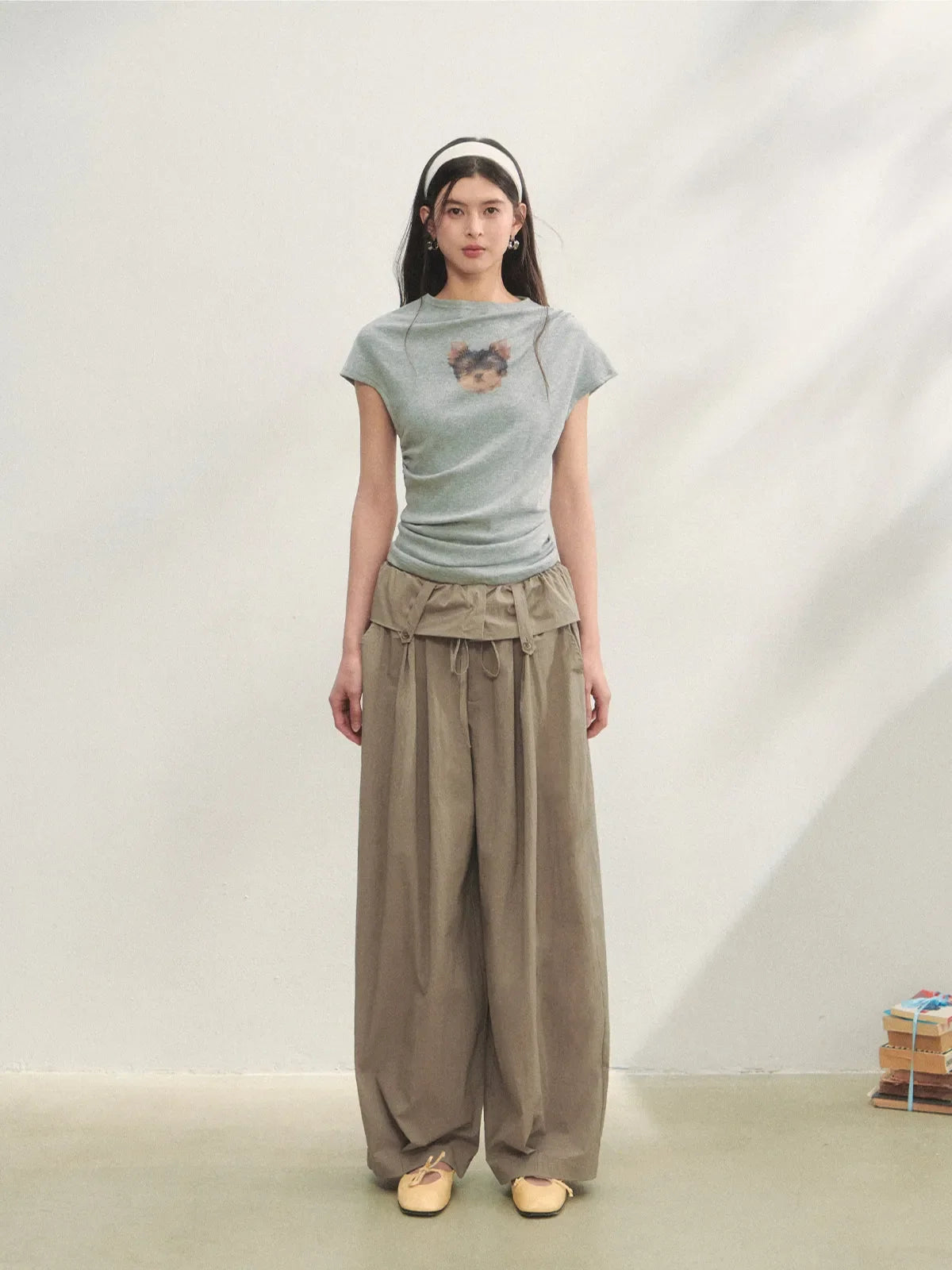 Ruffled Waist Casual Pants