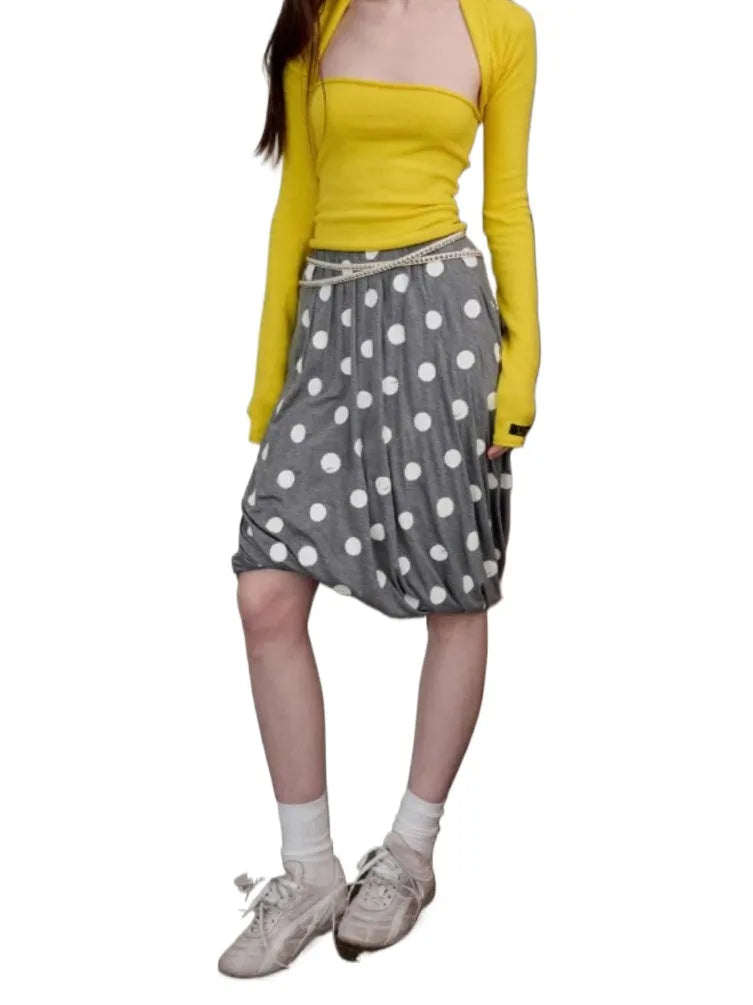 Polka Dot Knot Midi Skirt