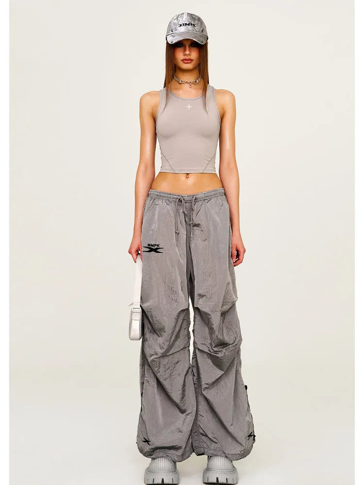 Embroidered Ultra-Light Wide-Leg Workout Pants
