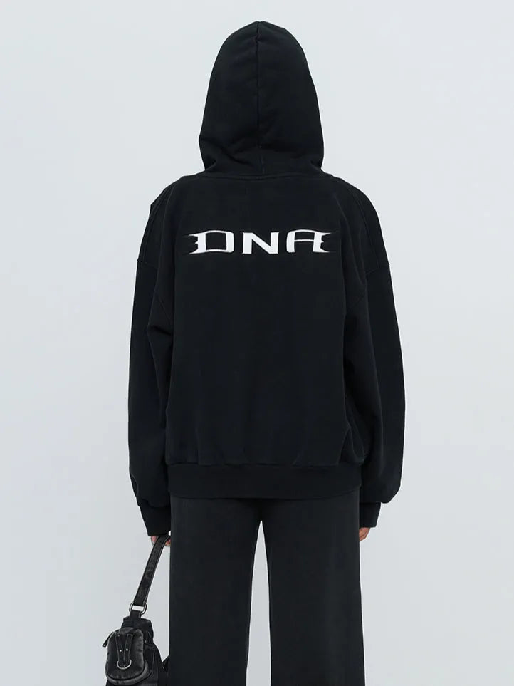 Black & Gray Future Embroidered Hoodie