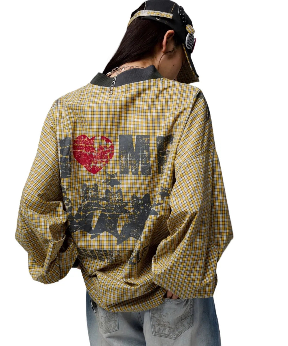 Vintage V-Neck Check Jersey Shirt