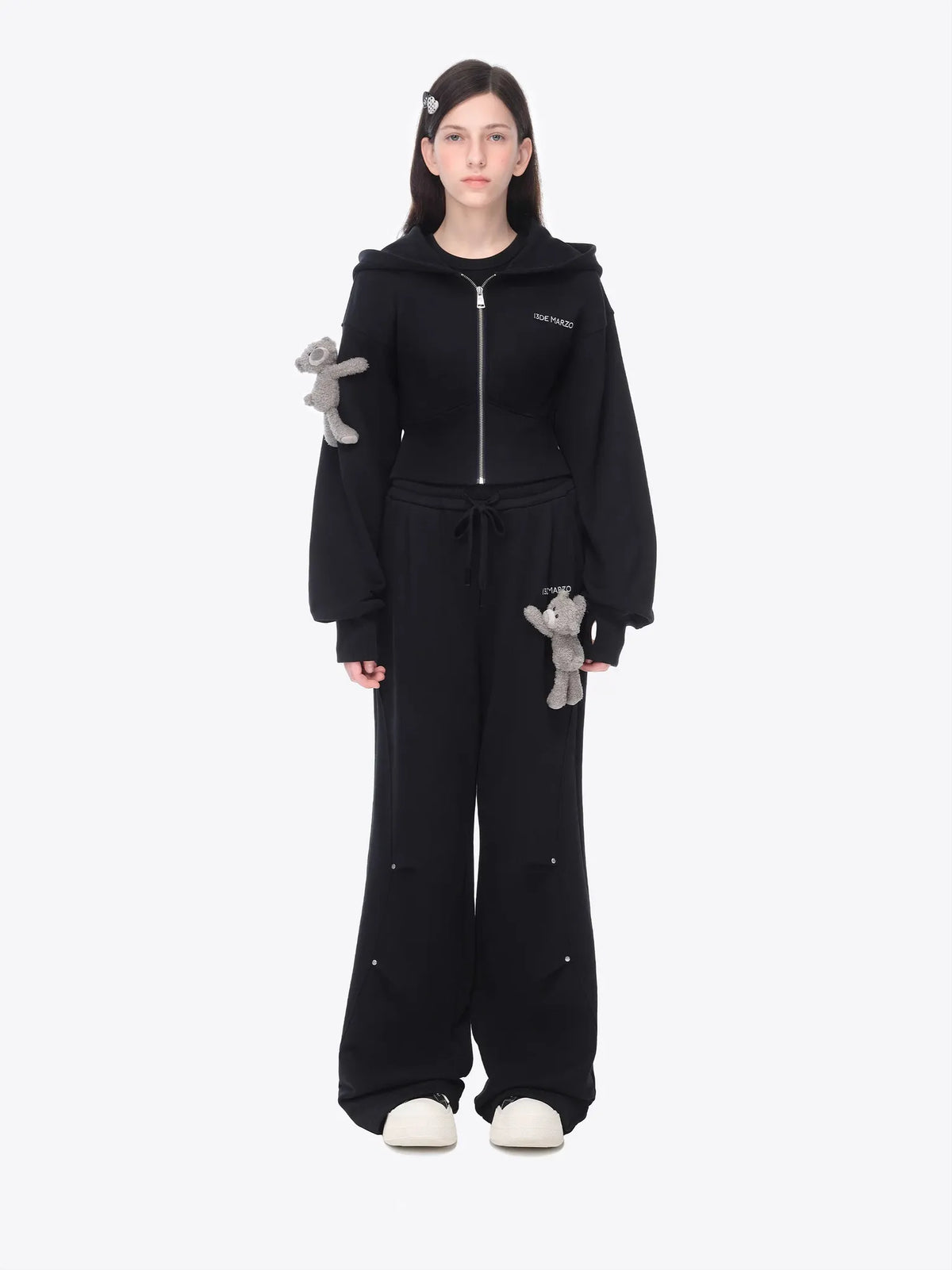 Slim-Fit Cropped Hooded Sweatshirt