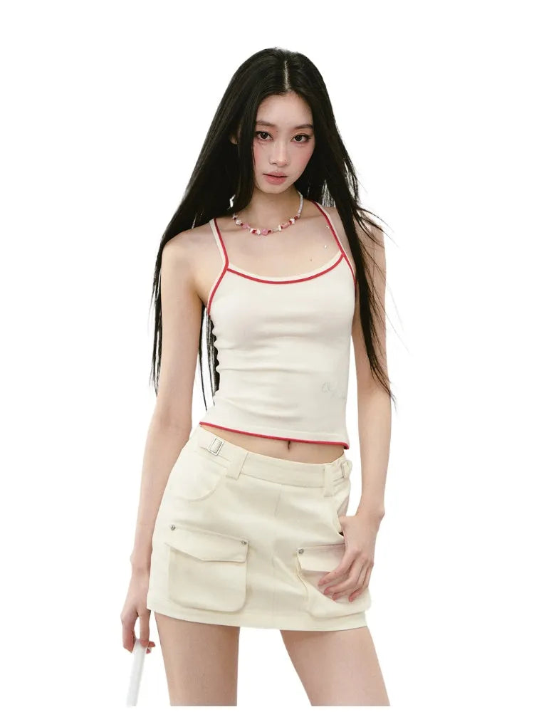 Rhinestone Knit Color-Block Sling Vest