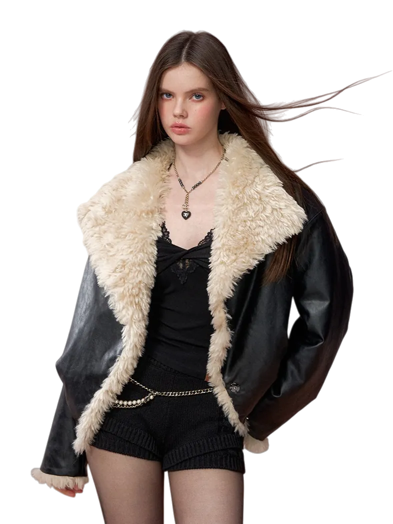Reversible Faux Fur & PU Leather Jacket