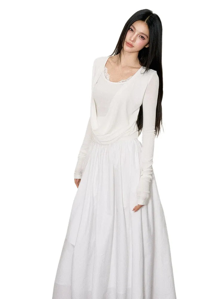 Asymmetrical Pleated Maxi Skirt