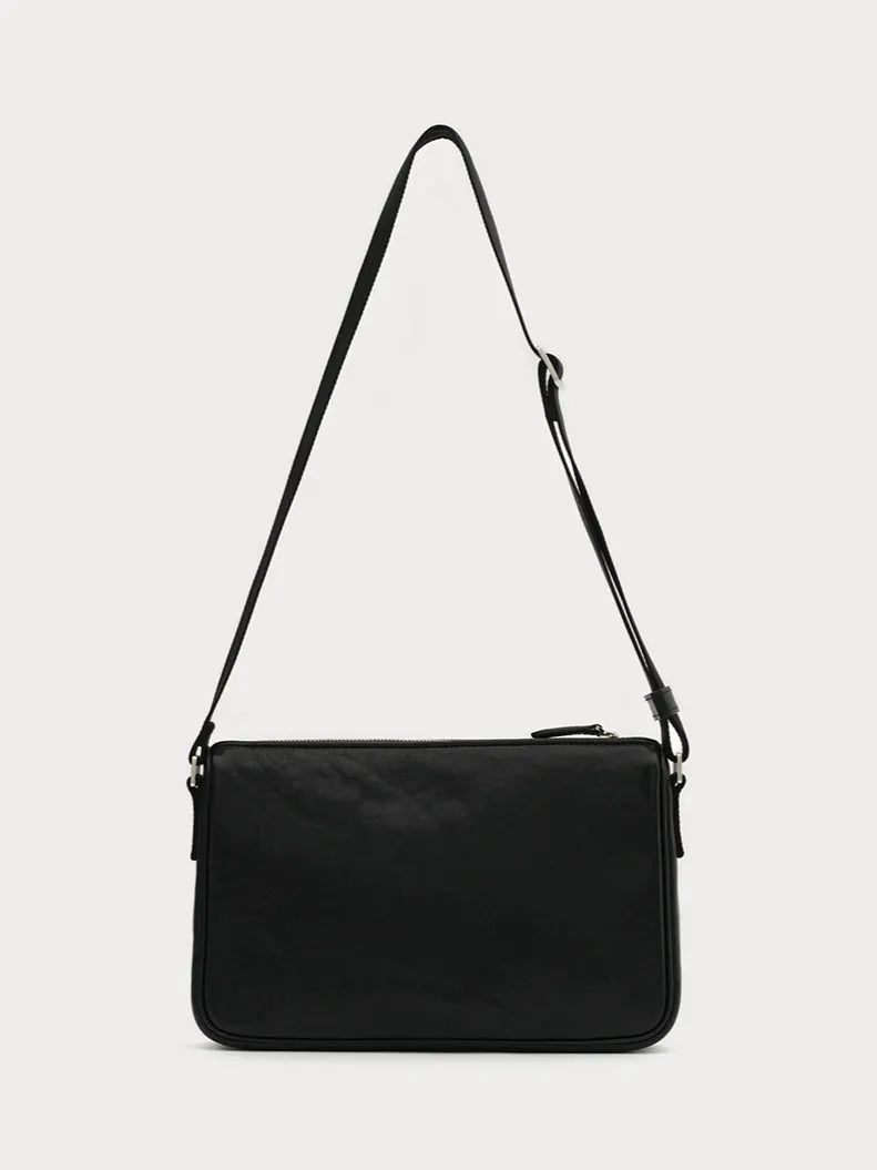 Black & Silver Badge Leather Bag