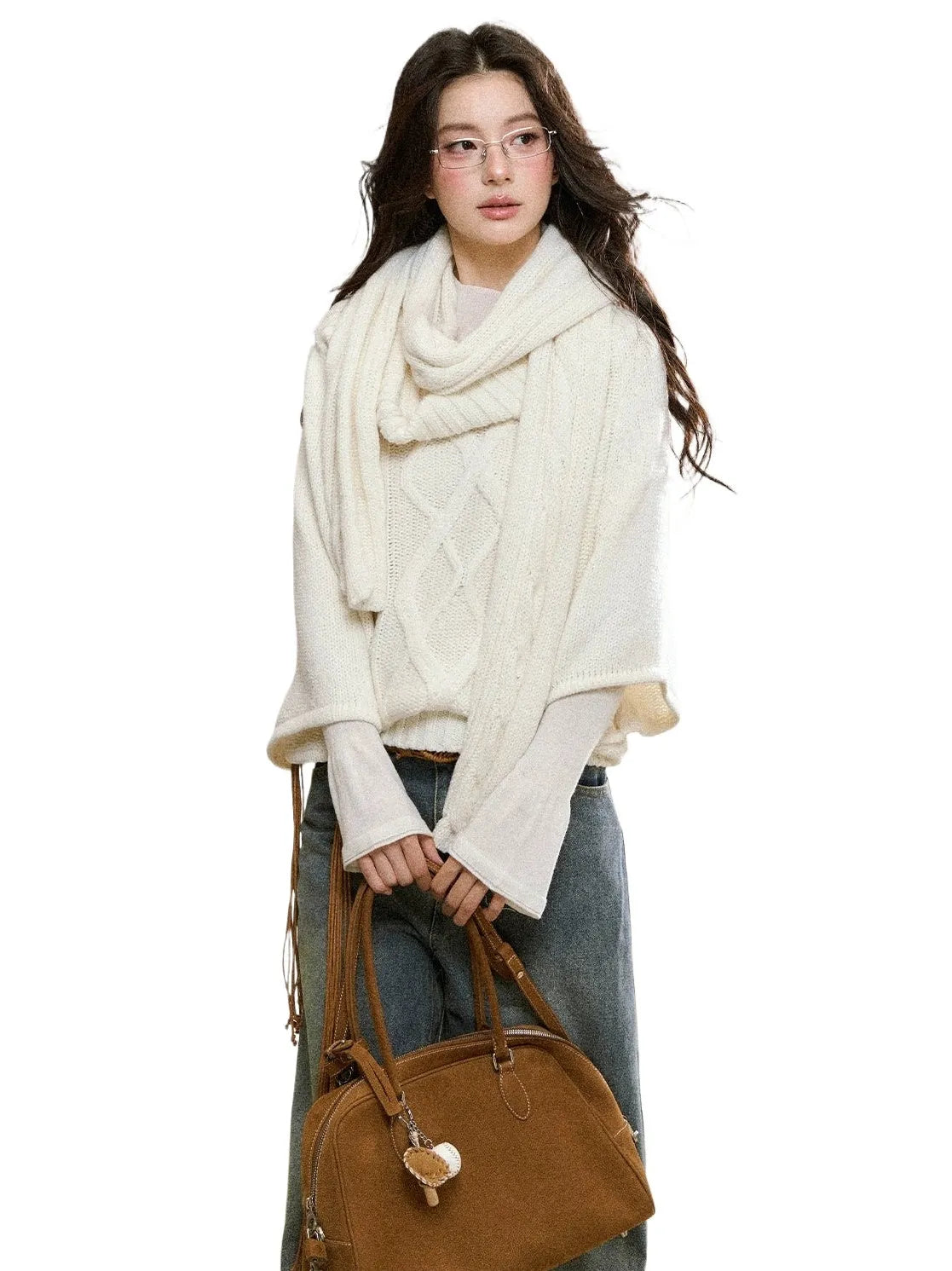 Two-Tone Layered Knit Sweater