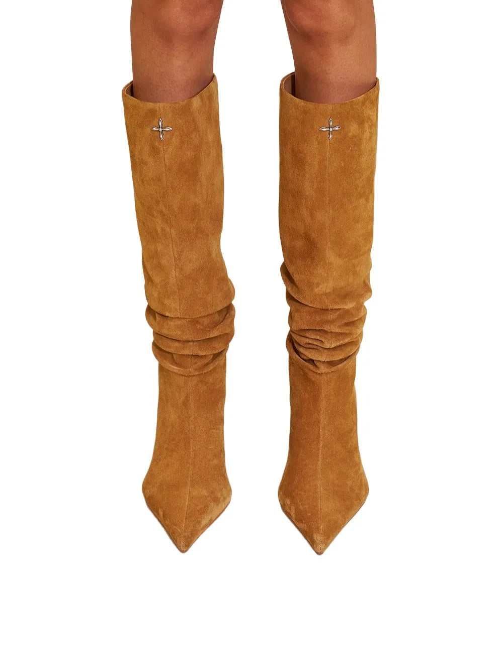 RAGE Wildstorm Suede Stacked Leather High-Heel Boots
