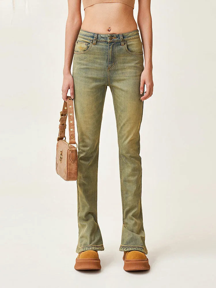 Compass High-waisted Stretch Denim Pants