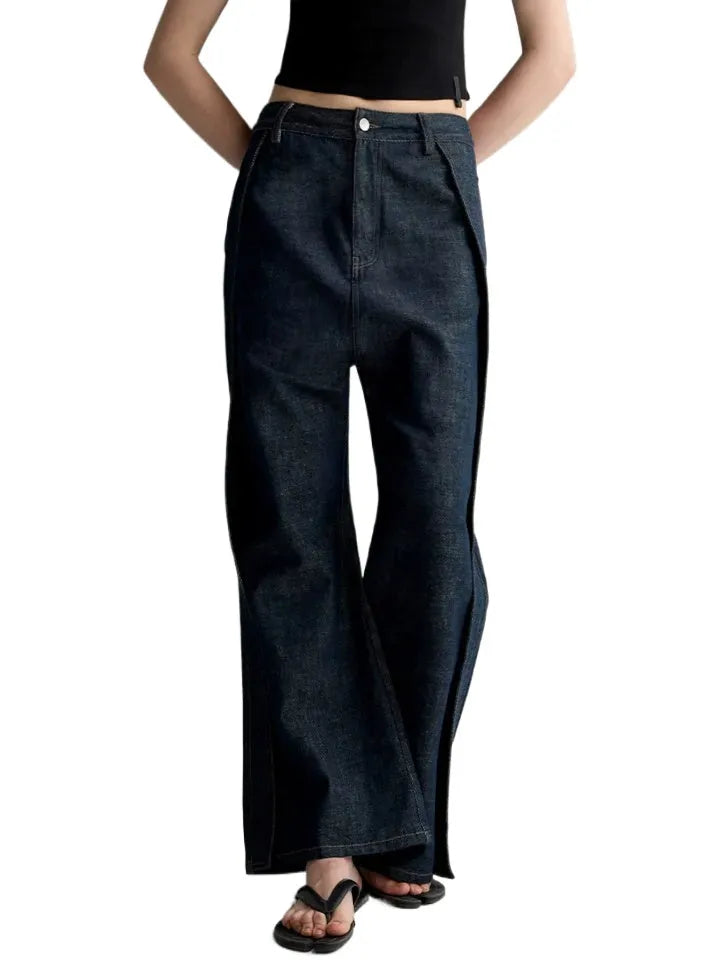 Structured Low Rise Drop-Crotch Flared Jeans