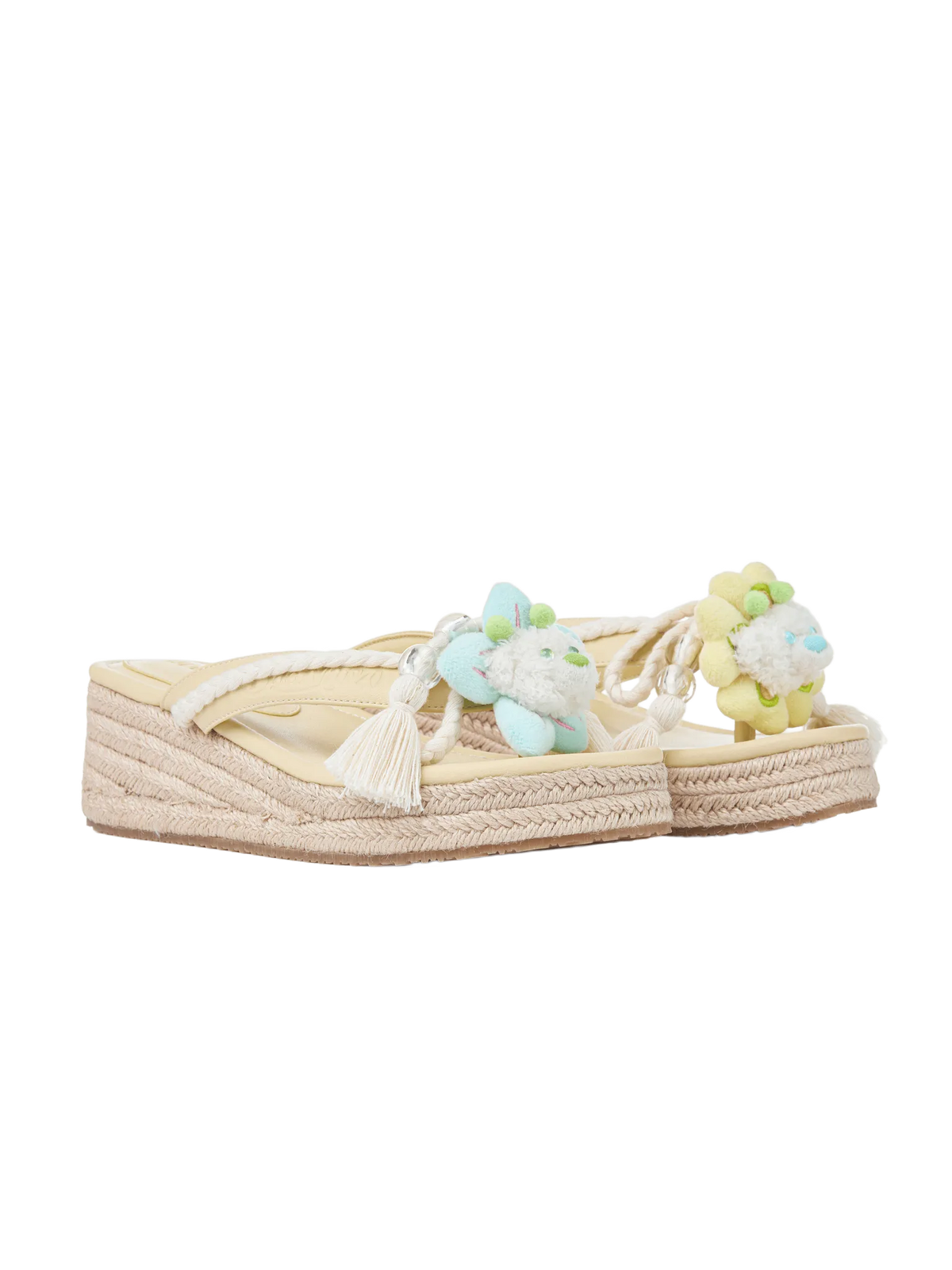 Floral Lace-Up Platform Flip slippers