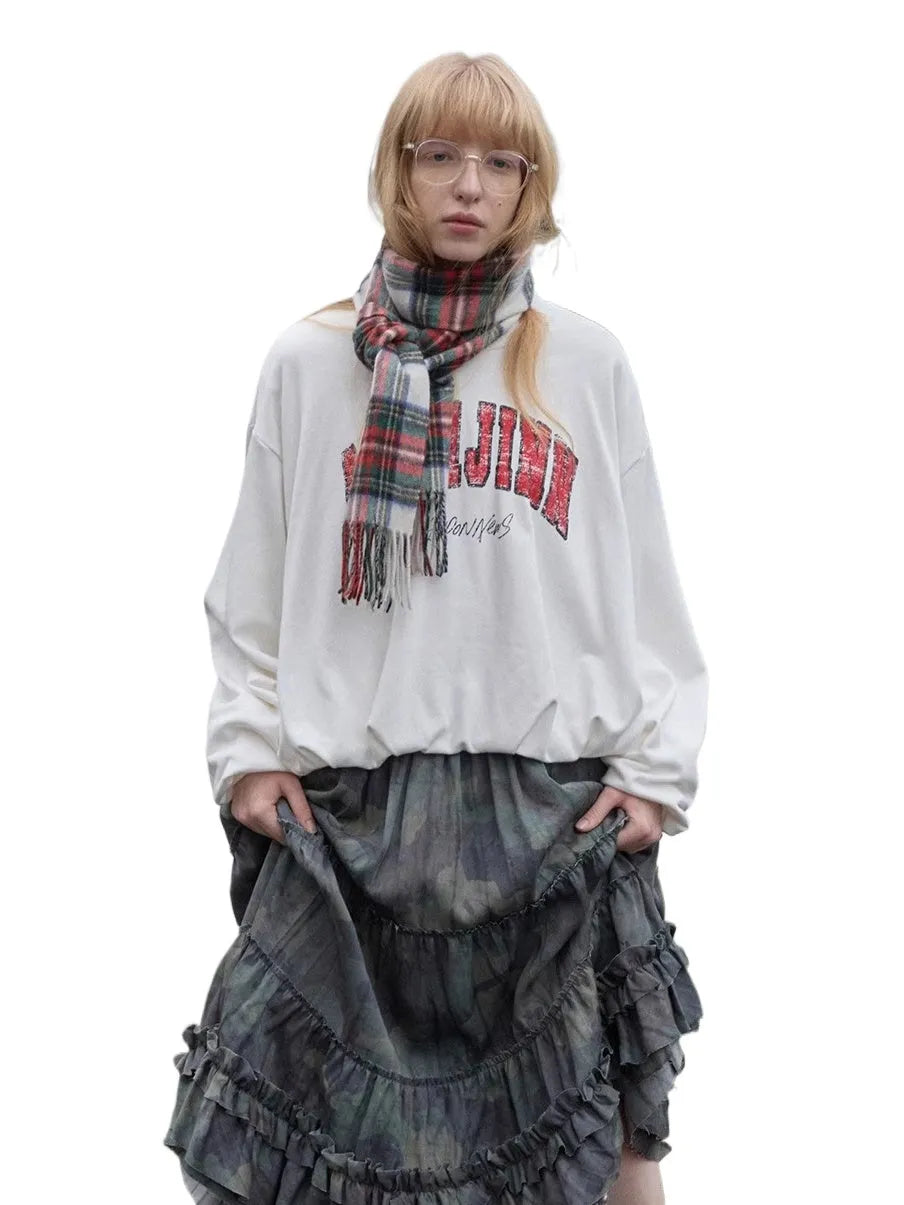 Vintage Letter Print Oversized Sweatshirt