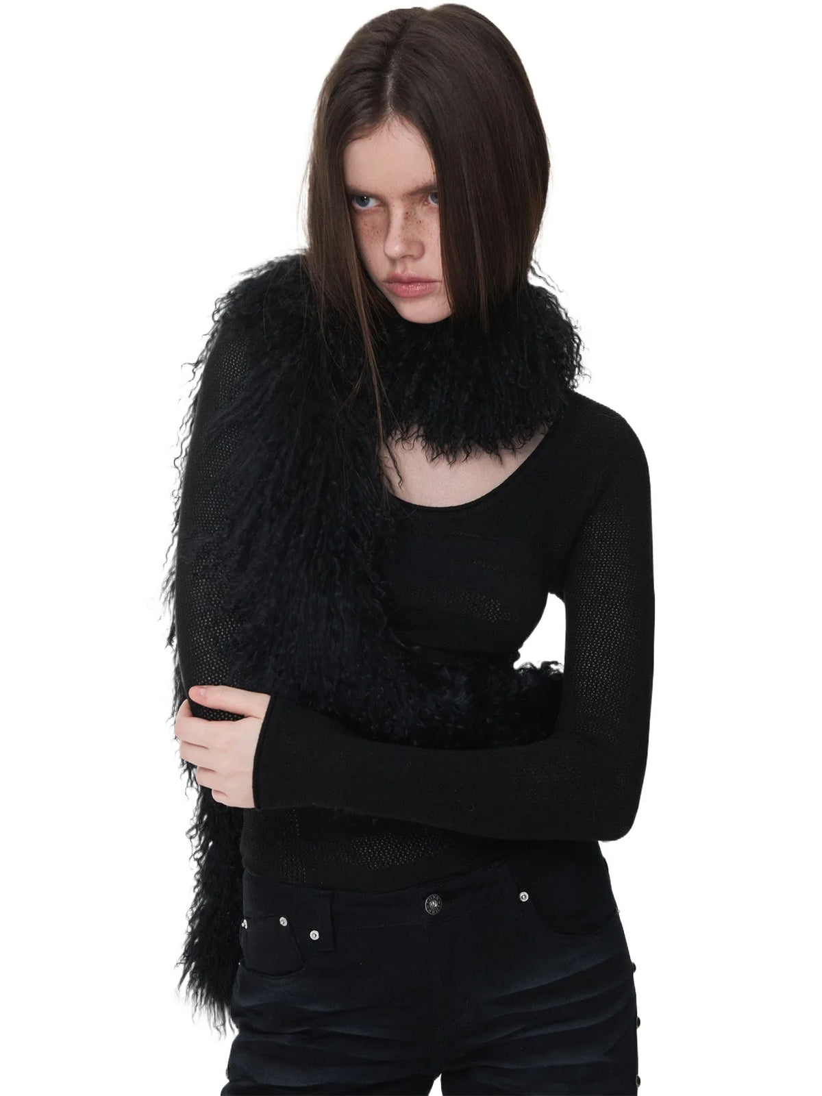 Textured Jacquard Knit Round-Neck Sweater