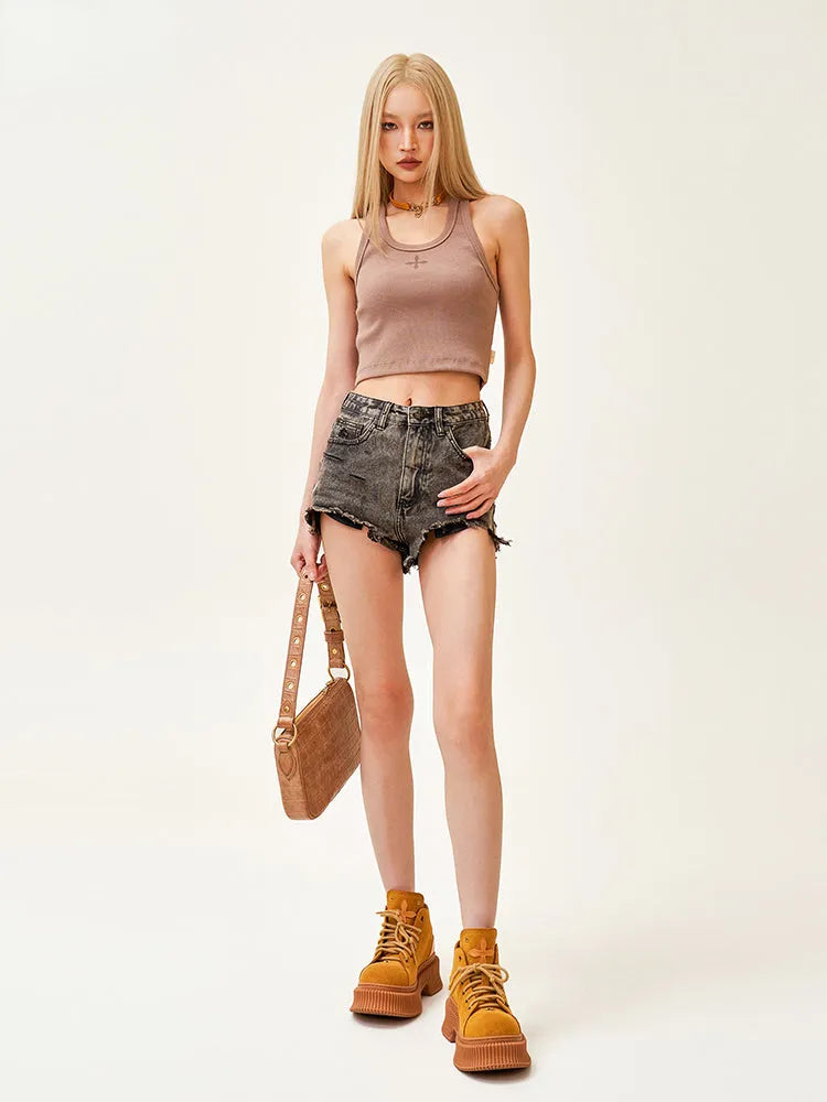 Ancient Myth Distressed Denim Shorts