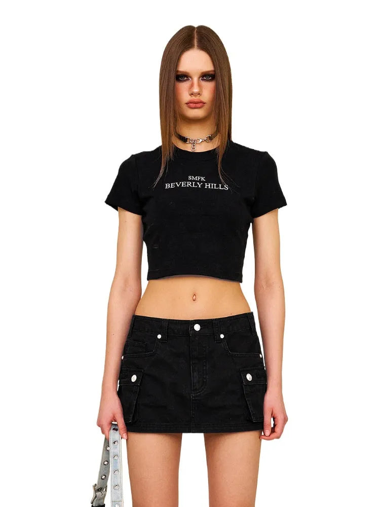 Straight - Shoulder Cropped Movie - Subtitle Short - Sleeve Tee