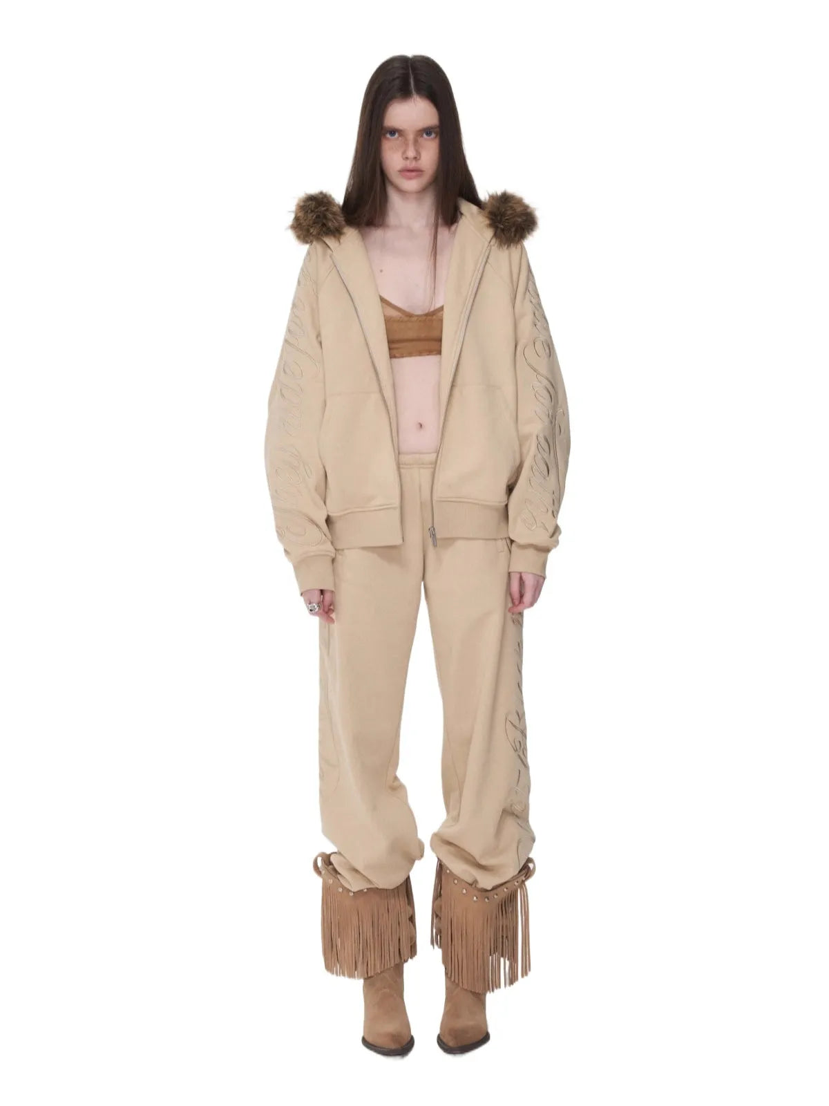 Faux-Fur Sweatshirt & Jogger Set