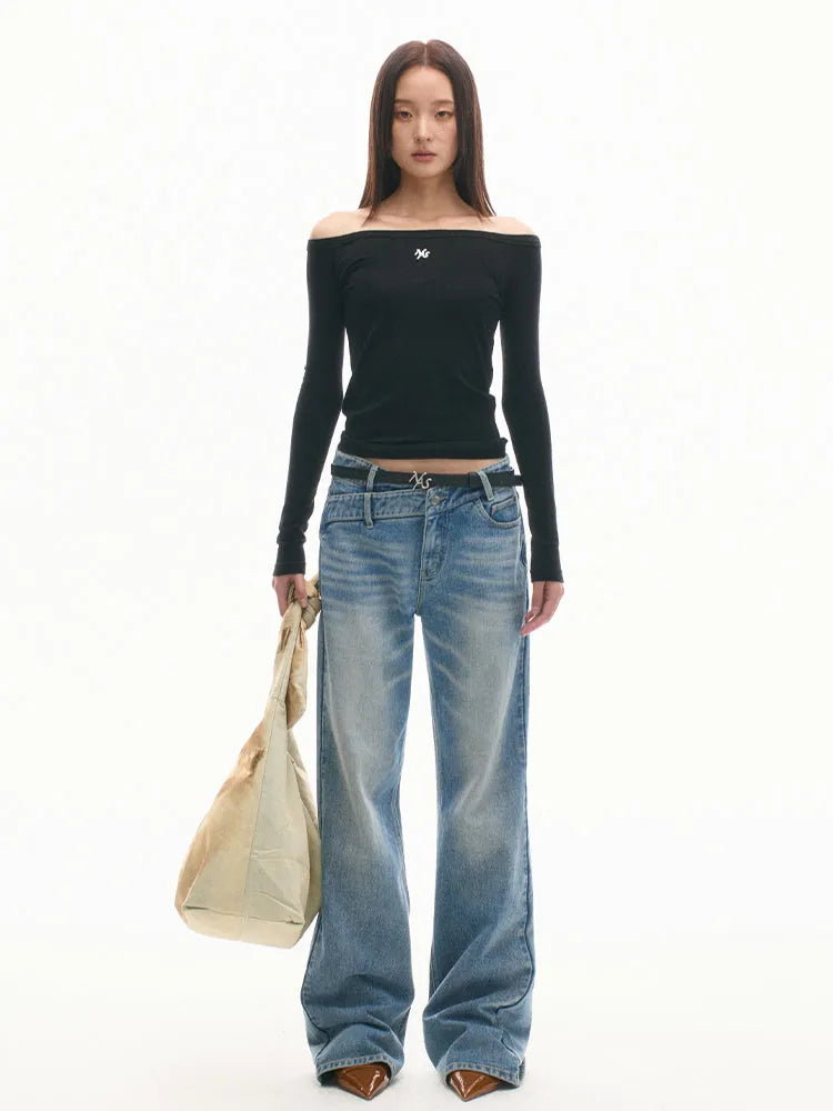 Relaxed-Fit High-Waisted V-Jeans