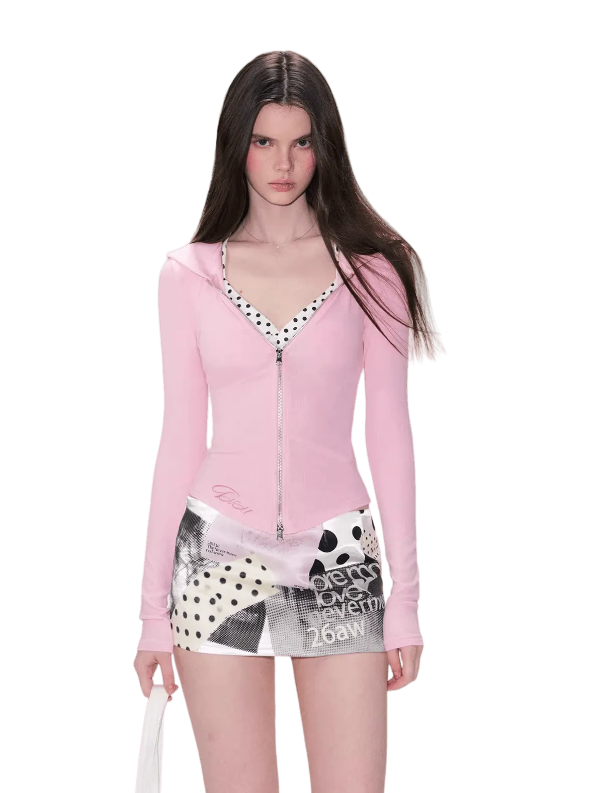 Sheer Pink Hooded Knit Hoodie