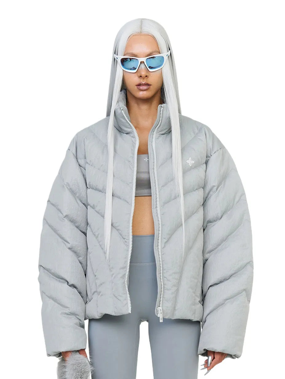 Black & Silver Hurricane Oversized Down Jacket