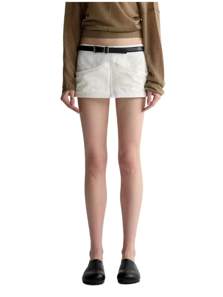 White Denim Straight Skirt