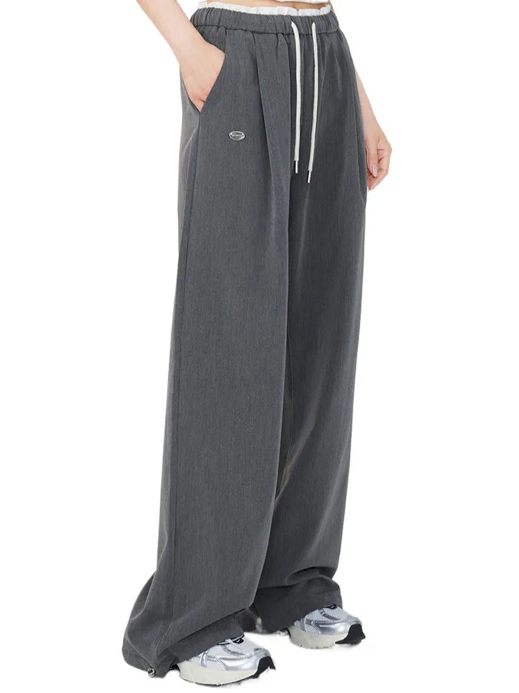 Color-Block Draped Suit Wide-Leg Pants