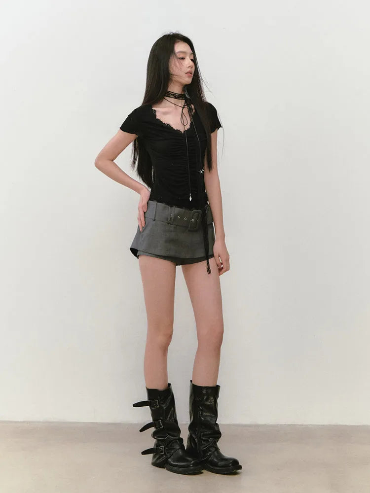 Belt Brand Embroidered Suit Skirt