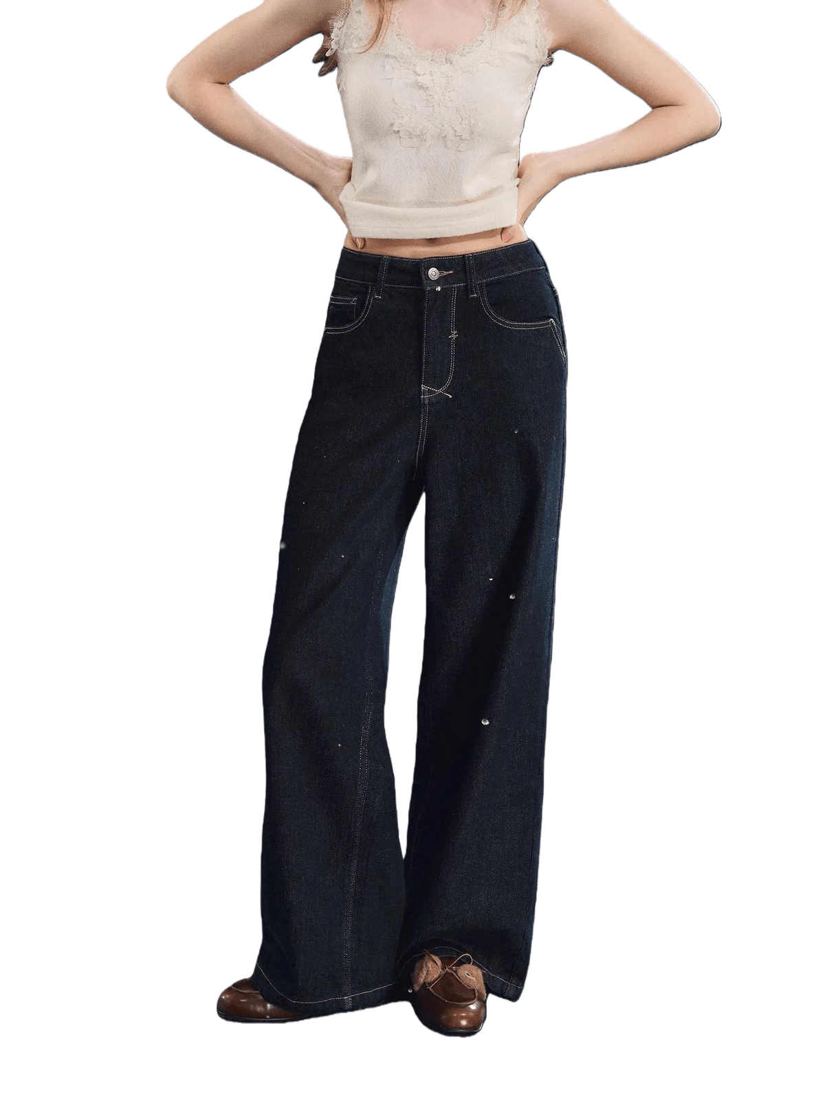 Fleece-Lined Stretch Straight Jeans