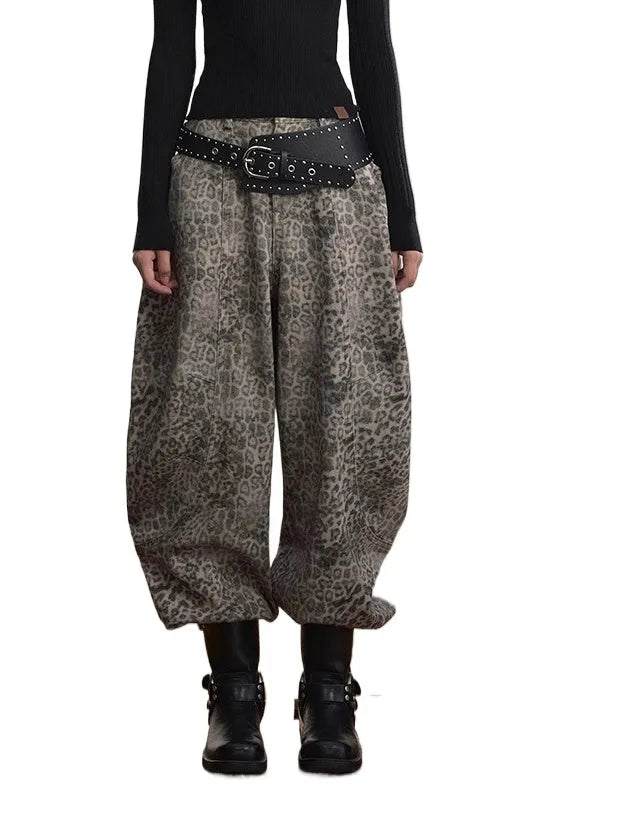 Leopard Print Relaxed Denim Jeans